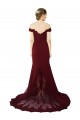 Outlet Bordeaux foncé Sirène Épaule Dénudée Balayage train Crêpe Stretch Dentelle Longue Formelles Robes demoiselle d'honneur / Robes de soirée / Robes de bal
