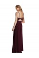 Outlet Bordeaux foncé Trapèze Bretelles spaghetti Mousseline Longue Robes demoiselle d'honneur