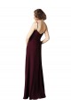 Outlet Bordeaux foncé Trapèze Col V Mousseline Longue Robes demoiselle d'honneur