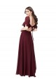 Outlet Bordeaux foncé Trapèze Mousseline Longue Robes demoiselle d'honneur