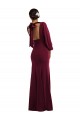 Outlet Bordeaux foncé Trompette Bateau Crêpe Stretch Longue Formelles Robes demoiselle d'honneur / Robes de soirée / Robes de bal
