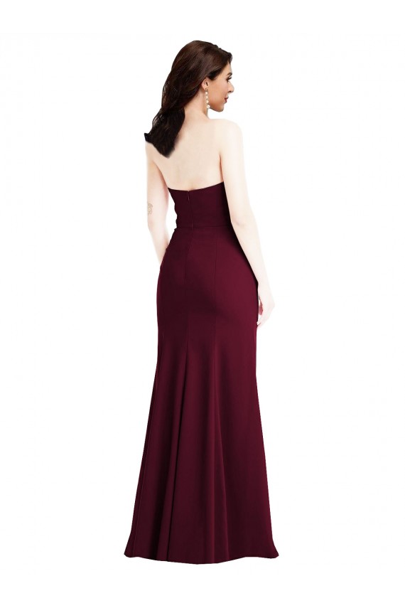 Outlet Bordeaux foncé Trompette Sans bretelle Crêpe Stretch Longue Robes demoiselle d'honneur / Robes de bal