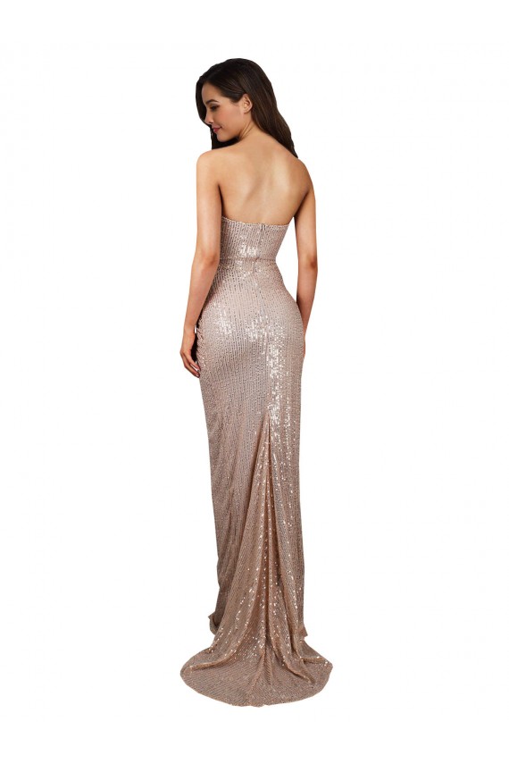Outlet Champagne Sirène Scoop Paillette Longue Formelles Robes demoiselle d'honneur / Robes de soirée / Robes de bal
