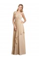 Outlet Champagne Trapèze Bretelles spaghetti Mousseline Longue Robes demoiselle d'honneur