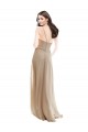 Outlet Champagne Trapèze Col Haut Mousseline Longue Robes demoiselle d'honneur
