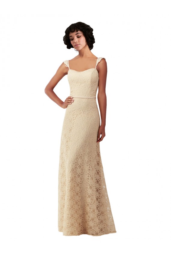 Outlet Champagne Trapèze Dentelle Longue Robes demoiselle d'honneur