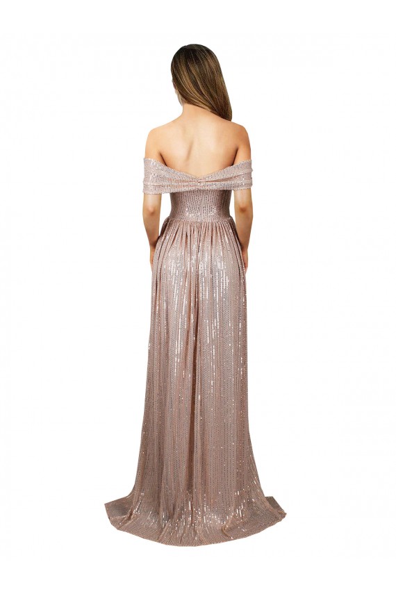 Outlet Champagne Trapèze Scoop Sans bretelle Paillette Longue Formelles Robes demoiselle d'honneur / Robes de soirée / Robes de bal