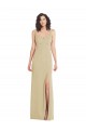 Outlet Champagne Trompette Col Carré Crêpe Stretch Longue Formelles Robes demoiselle d'honneur / Robes de soirée / Robes de bal