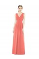 Outlet Corail Trapèze Col V Mousseline Longue Robes demoiselle d'honneur
