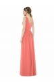 Outlet Corail Trapèze Col V Mousseline Longue Robes demoiselle d'honneur