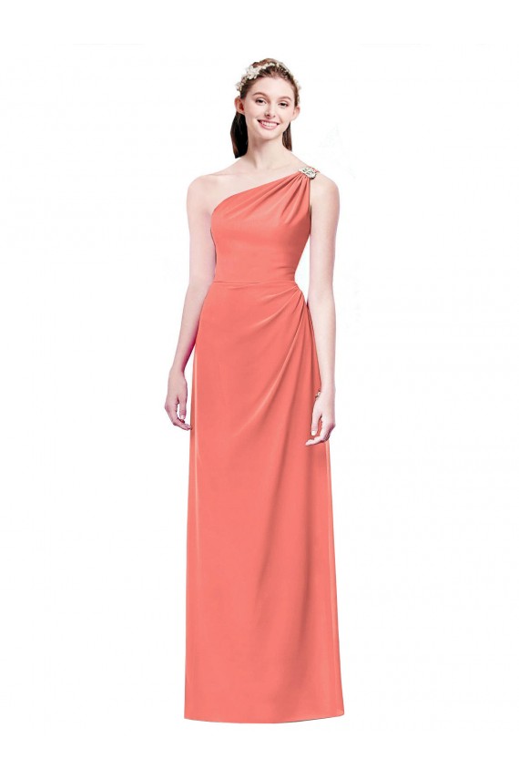 Outlet Corail Trapèze Mousseline Longue Robes demoiselle d'honneur