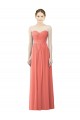 Outlet Corail Trapèze Sans bretelle Mousseline Longue Robes demoiselle d'honneur