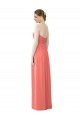Outlet Corail Trapèze Sans bretelle Mousseline Longue Robes demoiselle d'honneur