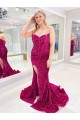 Outlet Couleur affichée Fourreau Balayage train Paillettes Velours Longue Robes de bal