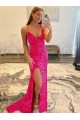 Outlet Couleur affichée Fourreau Col V Balayage train Paillettes Velours Longue Robes de bal