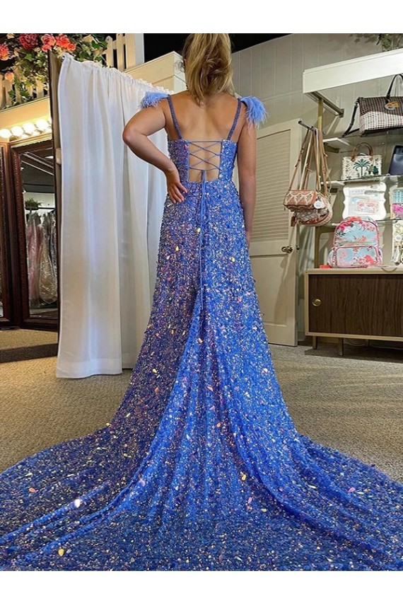 Outlet Couleur affichée Trapèze Col V Traîne moyenne Paillettes Velours Longue Robes de bal