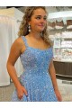Outlet Couleur affichée Trapèze Scoop Traîne moyenne Paillettes Velours Longue Robes de bal