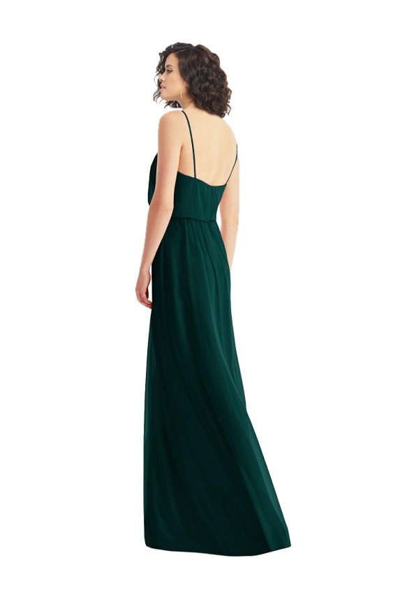 Outlet Evergreen Trapèze Col V Mousseline Longue Robes demoiselle d'honneur