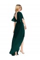 Outlet Evergreen Trapèze Col rond Mousseline Longue Asymétrique Robes demoiselle d'honneur