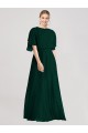 Outlet Evergreen Trapèze Col rond Mousseline Longue Robes demoiselle d'honneur