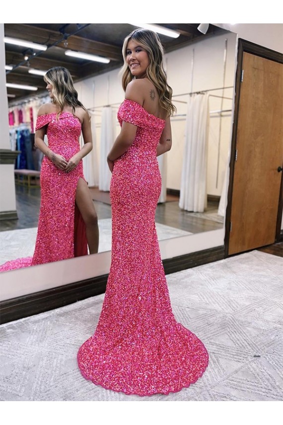 Outlet Fourreau Balayage train Paillettes Velours Longue Robes de bal