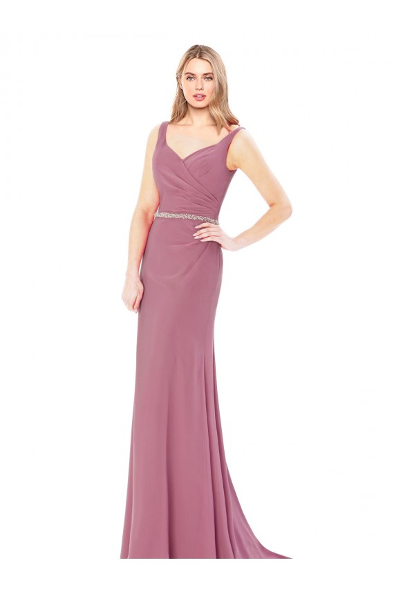 Outlet Fourreau Col Haut Mousseline Longue Robes demoiselle d'honneur / Robes de bal