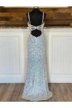 Outlet Fourreau Col V Balayage train Paillettes Velours Longue Robes de bal