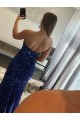Outlet Fourreau Sans bretelle Balayage train Paillettes Velours Longue Robes de bal