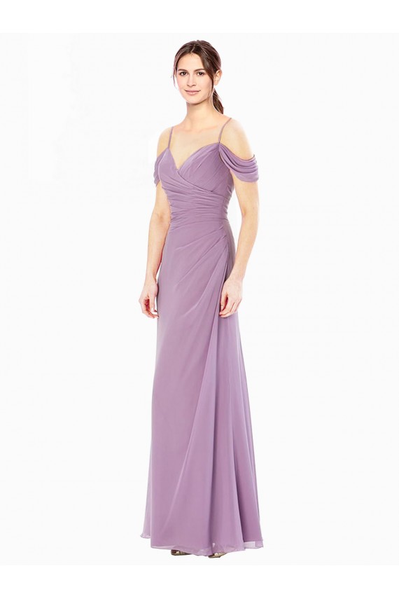 Outlet Fourreau Épaule Dénudée Mousseline Longue Robes demoiselle d'honneur