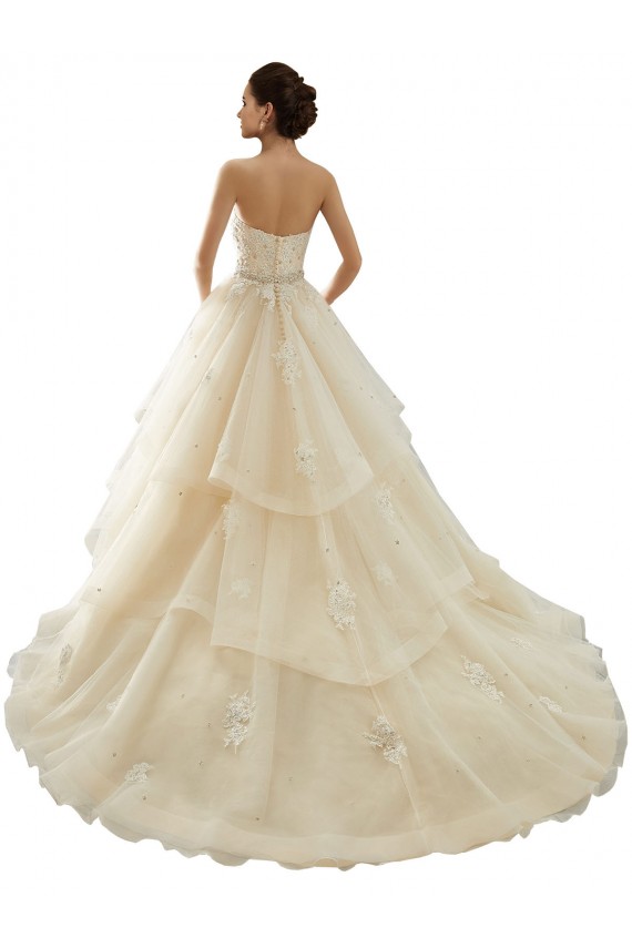 Outlet Ivoire & Champagne Princesse Tulle Dentelle Robes de mariée