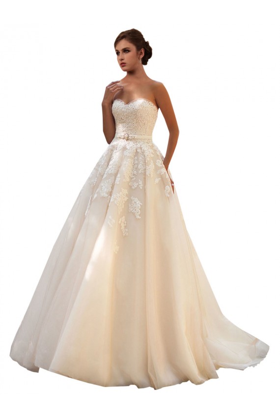 Outlet Ivoire & Champagne Princesse Tulle Dentelle Robes de mariée