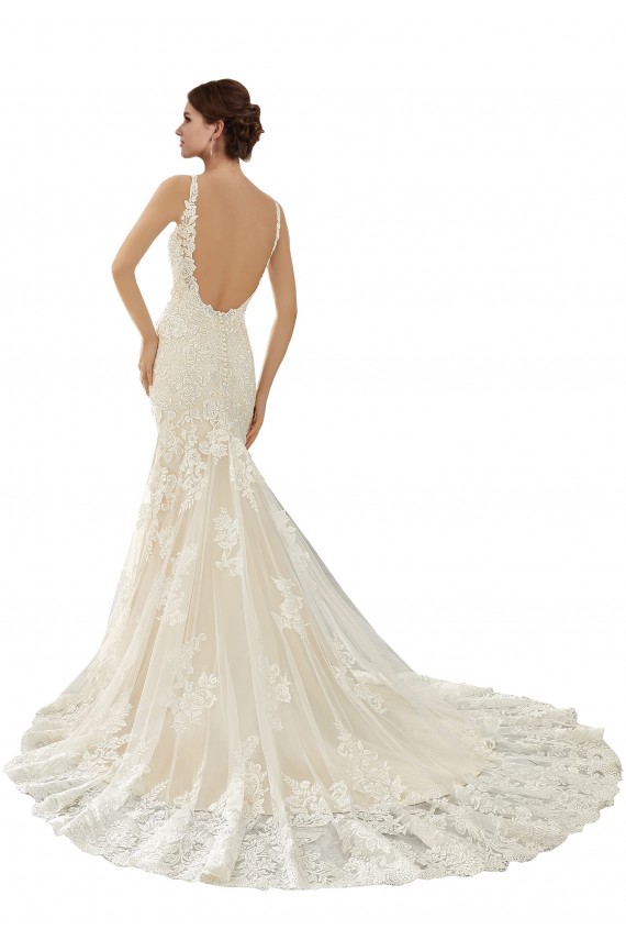 Outlet Ivoire & Champagne Sirène Col V Dentelle Robes de mariée