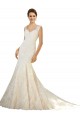 Outlet Ivoire & Champagne Sirène Col V Tulle Dentelle Robes de mariée