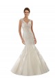 Outlet Ivoire & Champagne Sirène Col V Tulle Dentelle Robes de mariée