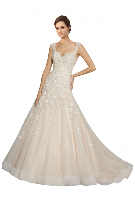 Outlet Ivoire & Champagne Sirène Tulle Dentelle Robes de mariée
