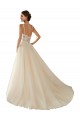 Outlet Ivoire & Champagne Trapèze Col V Tulle Dentelle Classique Robes de mariée