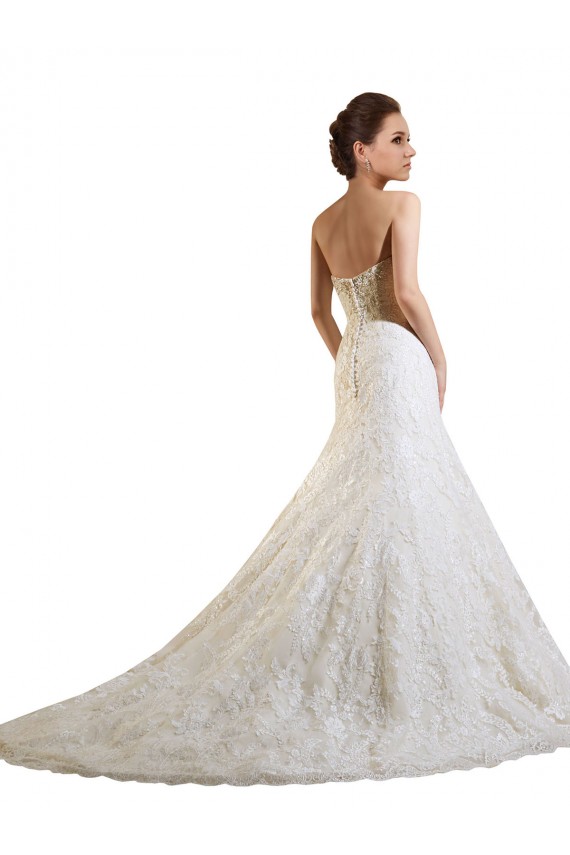 Outlet Ivoire & Champagne Trapèze Dentelle Robes de mariée