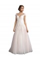Outlet Ivoire & Champagne Trapèze Illusion Traîne cathédrale Tulle Dentelle Plage Robes de mariée