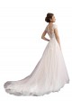 Outlet Ivoire & Champagne Trapèze Illusion Traîne cathédrale Tulle Dentelle Plage Robes de mariée