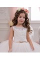 Outlet Ivoire Princesse Bateau Tulle Dentelle Longue Robes de demoiselle d'honneur - fillette