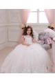 Outlet Ivoire Princesse Bateau Tulle Dentelle Longue Robes de demoiselle d'honneur - fillette