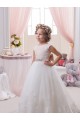 Outlet Ivoire Princesse Bateau Tulle Dentelle Longue Robes de demoiselle d'honneur - fillette