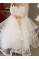 Outlet Ivoire Princesse Col Haut Tulle Dentelle Longue Robes de demoiselle d'honneur - fillette