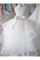 Outlet Ivoire Princesse Col Haut Tulle Dentelle Longue Robes de demoiselle d'honneur - fillette