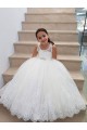 Outlet Ivoire Princesse Col Haut Tulle Dentelle Longue Robes de demoiselle d'honneur - fillette