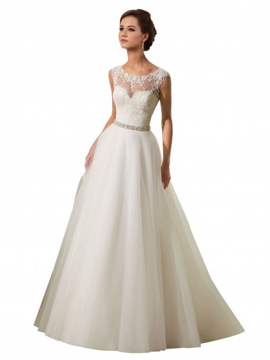 Outlet Ivoire Princesse Illusion Tulle Dentelle Robes de mariée