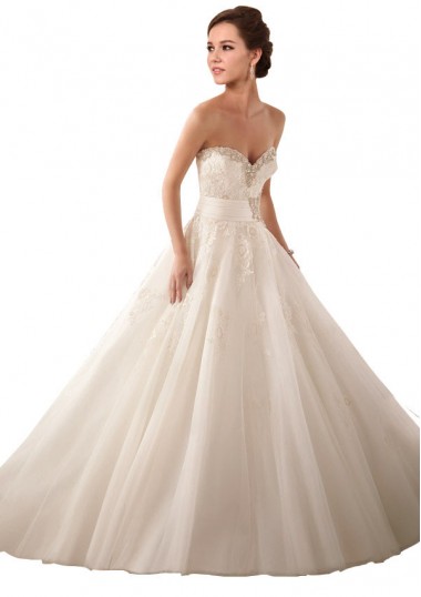 Outlet Ivoire Princesse Satiné Tulle Dentelle Robes de mariée