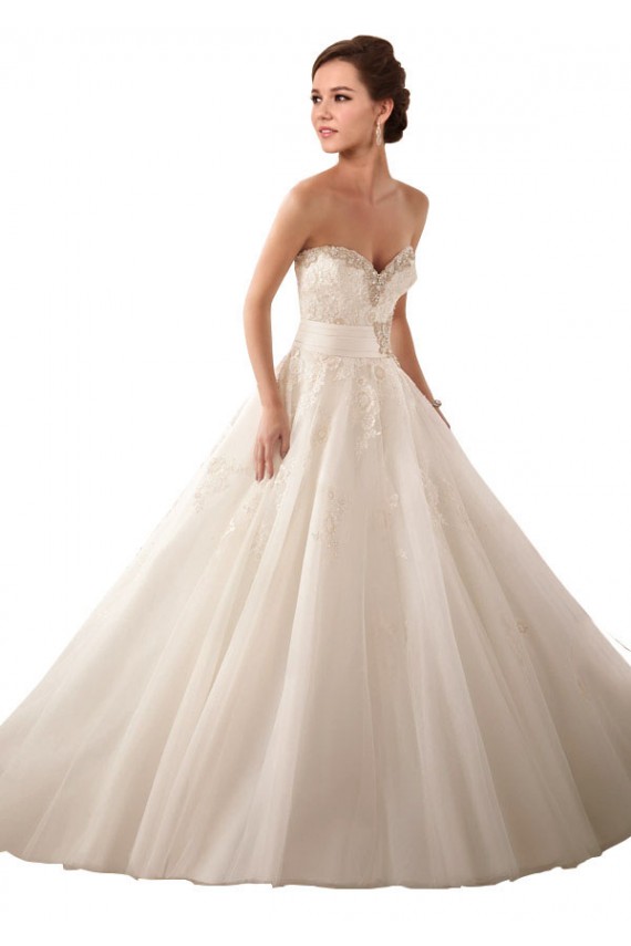 Outlet Ivoire Princesse Satiné Tulle Dentelle Robes de mariée