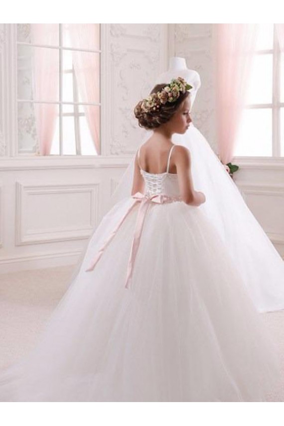 Outlet Ivoire Princesse Tulle Longue Robes de demoiselle d'honneur - fillette