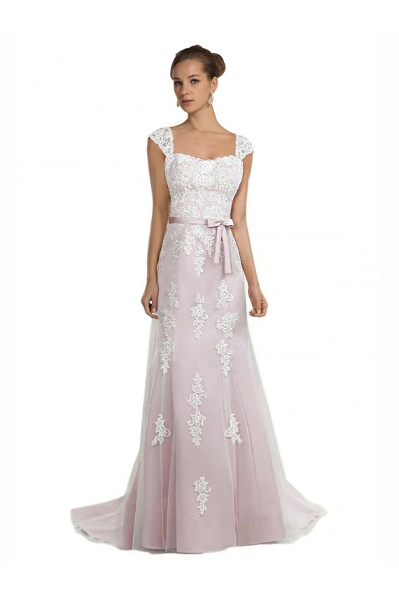 Outlet Ivoire & Rose Sirène Sans bretelle Balayage train Tulle Dentelle Plage Robes de mariée